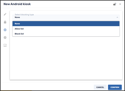 Creating a Kiosk Device--Creating a list of allowed or blocked websites