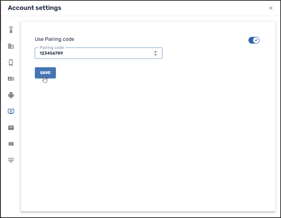 Creating a pairing code in the Radix Device Manager