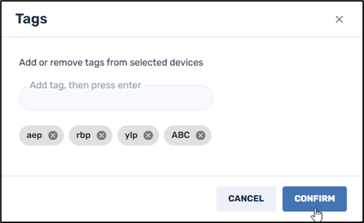 Tag "ABC" assigned to device