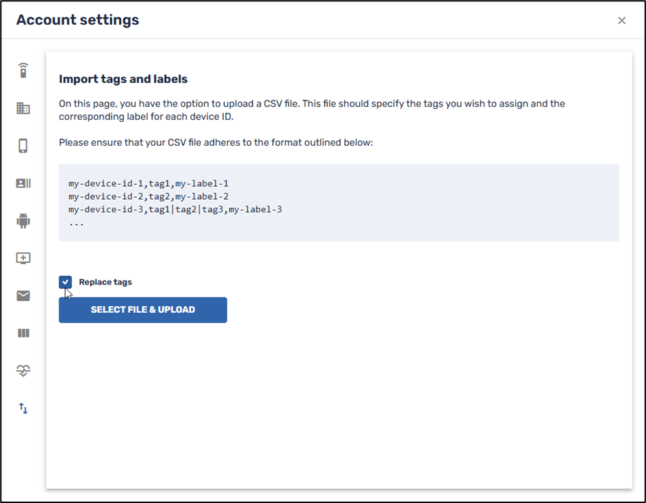 Option to replace tags when importing tags and labels
