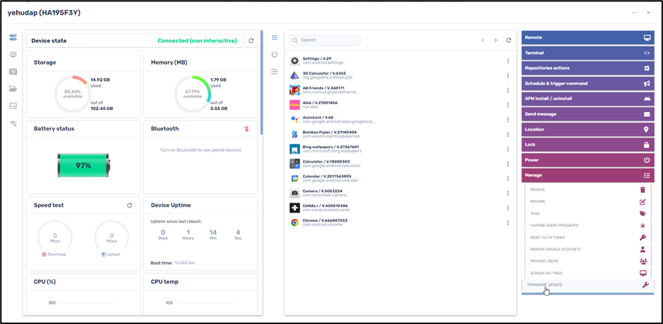 Performing a Firmware Update from the Device Dashboard