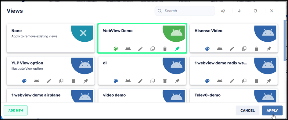 Using the Views Command--Applying a View option
