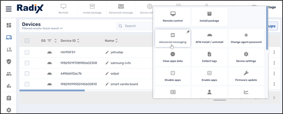 Advanced Messaging Command--From the Three-dots menu