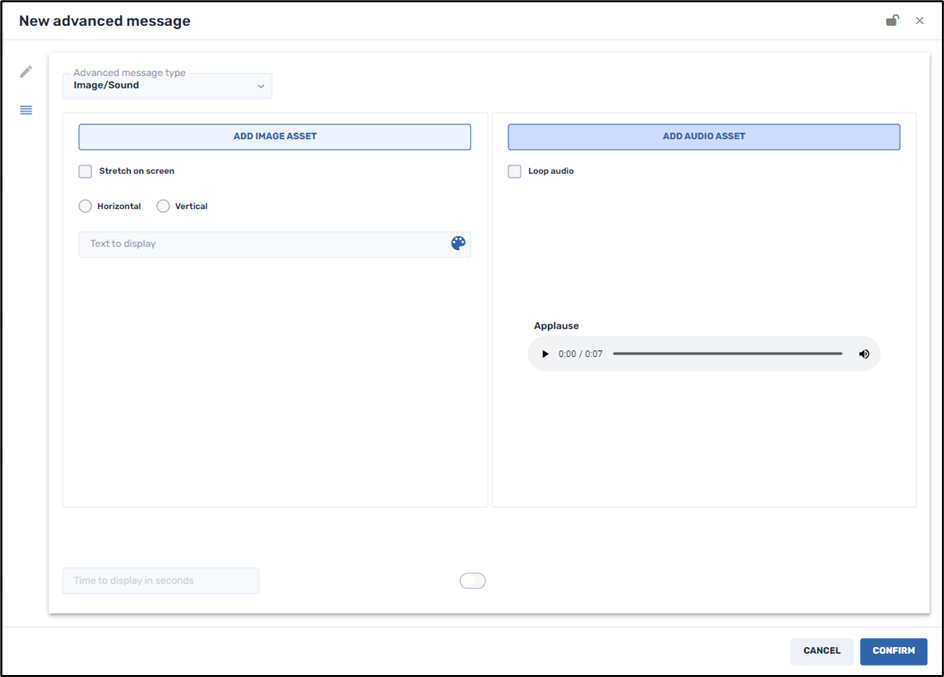 Advanced Messaging Command--Adding an Audio Asset